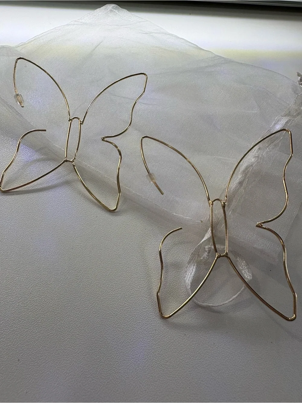 Gold Butterfly Wire Earrings